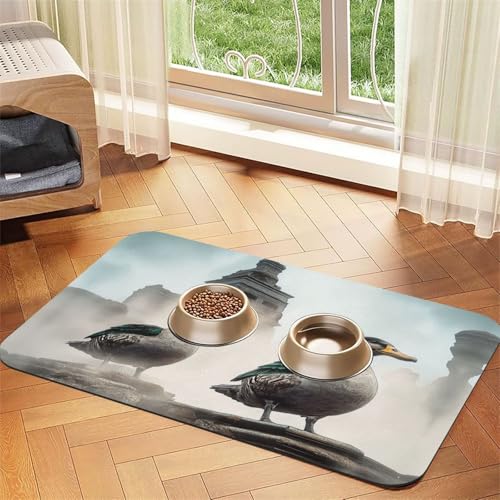 Fantasy Duck Concept Futtermatte für Hunde und Katzen, saugfähig, Leder, Tischdecke für Wassernapf, wasserdicht, keine Flecken, schnell trocknend, rutschfest, 45 x 30 cm von YVNKHKU