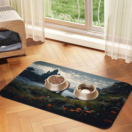 Fantasy Elefant Futtermatte für Hunde und Katzen, saugfähig, Leder, Tischdecke für Wassernapf, wasserdicht, keine Flecken, schnell trocknend, rutschfest, 60 x 40 cm Fantasy Elefant Futtermatte für Hunde und Katzen, saugfähig, Leder, Tischdecke für Wassernapf, wasserdicht, keine Flecken, schnell trocknend, rutschfest, 60 x 40 cm von YVNKHKU