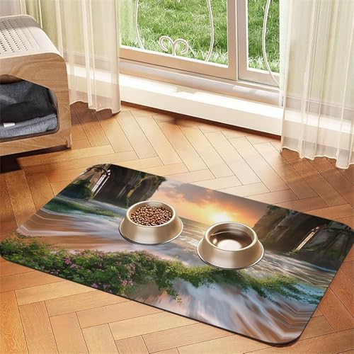 Fantasy Sea View Haustier-Futtermatte für Hunde und Katzen, saugfähig, Leder, Tischdecke für Wassernapf, wasserdicht, keine Flecken, schnell trocknend, rutschfest, 60 x 40 cm Fantasy Sea View Haustier-Futtermatte für Hunde und Katzen, saugfähig, Leder, Tischdecke für Wassernapf, wasserdicht, keine Flecken, schnell trocknend, rutschfest, 60 x 40 cm von YVNKHKU
