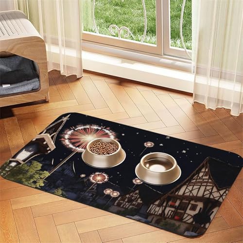 Fantasy Town Futtermatte für Hunde und Katzen, saugfähig, Leder, Tischdecke für Wassernapf, wasserdicht, keine Flecken, schnell trocknend, rutschfest, 45 x 30 cm Fantasy Town Futtermatte für Hunde und Katzen, saugfähig, Leder, Tischdecke für Wassernapf, wasserdicht, keine Flecken, schnell trocknend, rutschfest, 45 x 30 cm von YVNKHKU