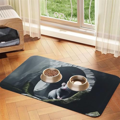 Feige Maus Futtermatte für Hunde und Katzen, saugfähig, Leder, Tischdecke für Wassernapf, wasserdicht, keine Flecken, schnell trocknend, rutschfest, 45 x 30 cm Feige Maus Futtermatte für Hunde und Katzen, saugfähig, Leder, Tischdecke für Wassernapf, wasserdicht, keine Flecken, schnell trocknend, rutschfest, 45 x 30 cm von YVNKHKU