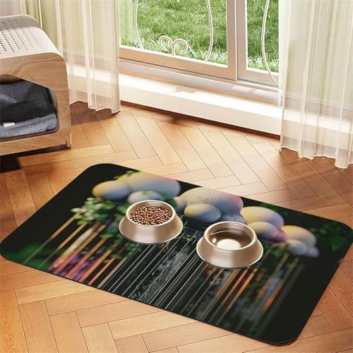 Feine Wassertropfen-Futtermatte für Hunde und Katzen, saugfähig, Leder, Tischdecke für Wassernapf, wasserdicht, keine Flecken, schnell trocknend, rutschfest, 45 x 30 cm von YVNKHKU