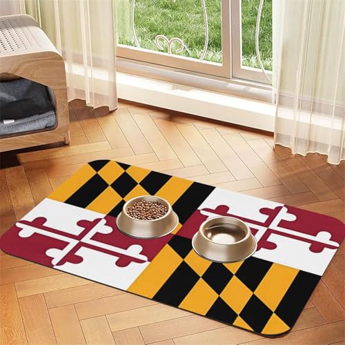 Flag of Maryland Futtermatte für Hunde und Katzen, saugfähig, Leder, Tischdecke für Wassernapf, wasserdicht, keine Flecken, schnell trocknend, rutschfest, 45 x 30 cm Flag of Maryland Futtermatte für Hunde und Katzen, saugfähig, Leder, Tischdecke für Wassernapf, wasserdicht, keine Flecken, schnell trocknend, rutschfest, 45 x 30 cm von YVNKHKU