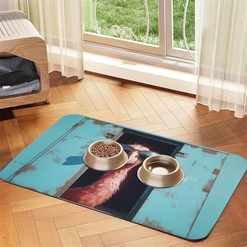 Flamingo Futtermatte für Hunde und Katzen, saugfähig, Leder, Tischdecke für Wassernapf, wasserdicht, keine Flecken, schnell trocknend, rutschfest, 60 x 40 cm Flamingo Futtermatte für Hunde und Katzen, saugfähig, Leder, Tischdecke für Wassernapf, wasserdicht, keine Flecken, schnell trocknend, rutschfest, 60 x 40 cm von YVNKHKU