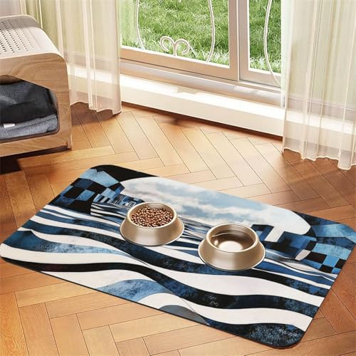 Fractal Wave Future City Futtermatte für Hunde und Katzen, saugfähig, Leder, Tischdecke für Wassernapf, wasserdicht, keine Flecken, schnell trocknend, rutschfest, 45 x 30 cm Fractal Wave Future City Futtermatte für Hunde und Katzen, saugfähig, Leder, Tischdecke für Wassernapf, wasserdicht, keine Flecken, schnell trocknend, rutschfest, 45 x 30 cm von YVNKHKU