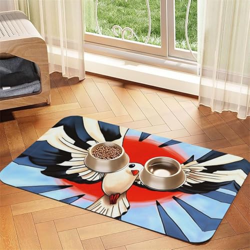 Futtermatte für Hunde und Katzen, Manga-Stil, saugfähig, Leder, Tischdecke für Wassernapf, wasserdicht, keine Flecken, schnell trocknend, rutschfest, 60 x 40 cm, Weiß Futtermatte für Hunde und Katzen, Manga-Stil, saugfähig, Leder, Tischdecke für Wassernapf, wasserdicht, keine Flecken, schnell trocknend, rutschfest, 60 x 40 cm, Weiß von YVNKHKU