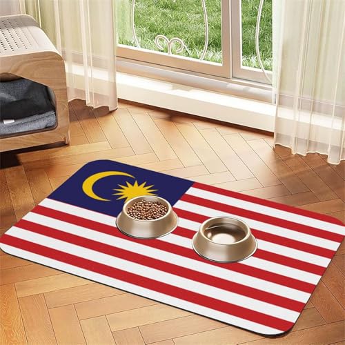 Futtermatte für Hunde und Katzen, Motiv: Malaysia-Flagge, saugfähig, Leder, Tischdecke für Wassernapf, wasserdicht, keine Flecken, schnell trocknend, rutschfest, 45 x 30 cm Futtermatte für Hunde und Katzen, Motiv: Malaysia-Flagge, saugfähig, Leder, Tischdecke für Wassernapf, wasserdicht, keine Flecken, schnell trocknend, rutschfest, 45 x 30 cm von YVNKHKU