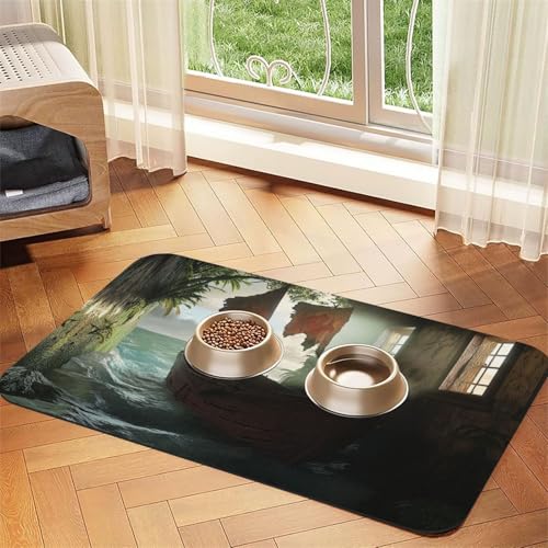 Futtermatte für Hunde und Katzen, Motiv: Piratenschiff unter der Sonne, saugfähige Leder-Tischdecke für Wassernapf, wasserdicht, keine Flecken, schnell trocknend, rutschfest, 60 x 40 cm Futtermatte für Hunde und Katzen, Motiv: Piratenschiff unter der Sonne, saugfähige Leder-Tischdecke für Wassernapf, wasserdicht, keine Flecken, schnell trocknend, rutschfest, 60 x 40 cm von YVNKHKU