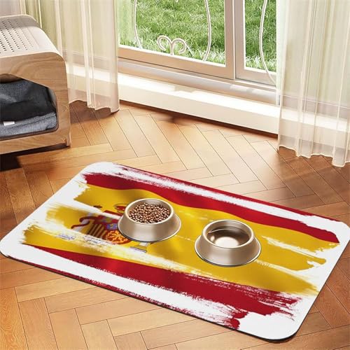 Futtermatte für Hunde und Katzen, Motiv: Spanien-Flagge, saugfähig, Leder, Tischdecke für Wassernapf, wasserdicht, keine Flecken, schnell trocknend, rutschfest, 45 x 30 cm Futtermatte für Hunde und Katzen, Motiv: Spanien-Flagge, saugfähig, Leder, Tischdecke für Wassernapf, wasserdicht, keine Flecken, schnell trocknend, rutschfest, 45 x 30 cm von YVNKHKU