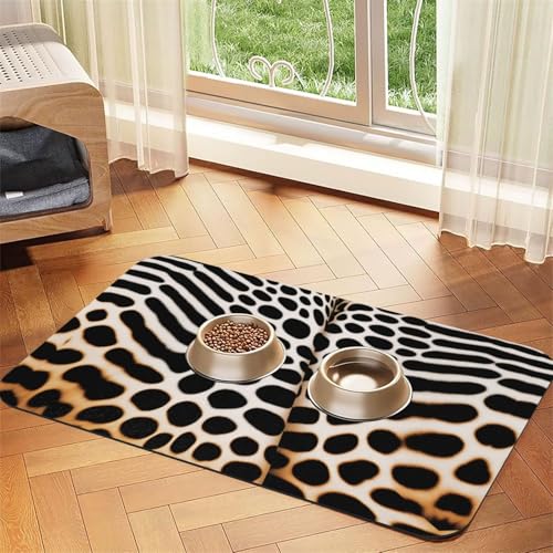 Futtermatte für Hunde und Katzen, fluoreszierende Sprenkel, saugfähig, Leder, Tischdecke für Wassernapf, wasserdicht, keine Flecken, schnell trocknend, rutschfest, 60 x 40 cm von YVNKHKU