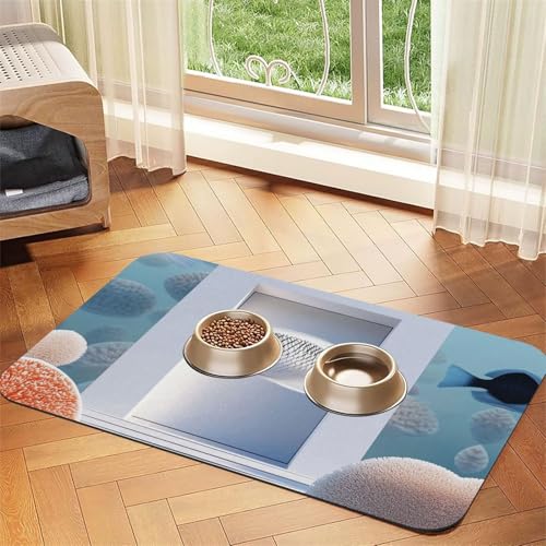 Futtermatte für Hunde und Katzen, minimalistischer Hintergrund, saugfähig, Leder, Tischdecke für Wassernapf, wasserdicht, keine Flecken, schnell trocknend, rutschfest, 45 x 30 cm, Weiß Futtermatte für Hunde und Katzen, minimalistischer Hintergrund, saugfähig, Leder, Tischdecke für Wassernapf, wasserdicht, keine Flecken, schnell trocknend, rutschfest, 45 x 30 cm, Weiß von YVNKHKU