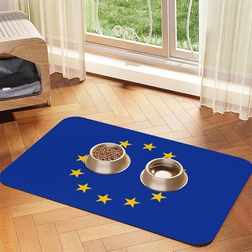 Futtermatte für Hunde und Katzen, mit EU-Flagge, saugfähig, Leder, Tischdecke für Wassernapf, wasserdicht, keine Flecken, schnell trocknend, rutschfest, 45 x 30 cm Futtermatte für Hunde und Katzen, mit EU-Flagge, saugfähig, Leder, Tischdecke für Wassernapf, wasserdicht, keine Flecken, schnell trocknend, rutschfest, 45 x 30 cm von YVNKHKU