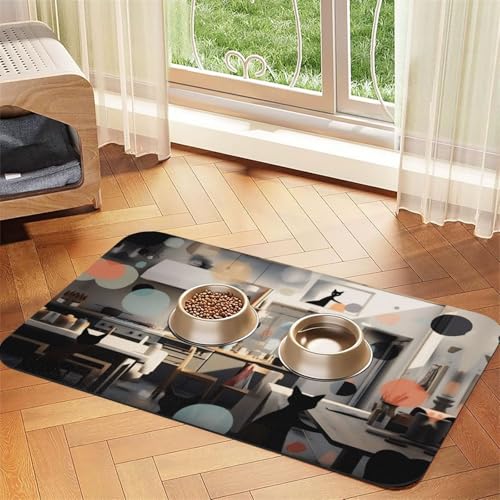 Futtermatte für Hunde und Katzen, mit farbigen Punkten, saugfähig, Leder, Tischdecke für Wassernapf, wasserdicht, keine Flecken, schnell trocknend, rutschfest, 60 x 40 cm Futtermatte für Hunde und Katzen, mit farbigen Punkten, saugfähig, Leder, Tischdecke für Wassernapf, wasserdicht, keine Flecken, schnell trocknend, rutschfest, 60 x 40 cm von YVNKHKU