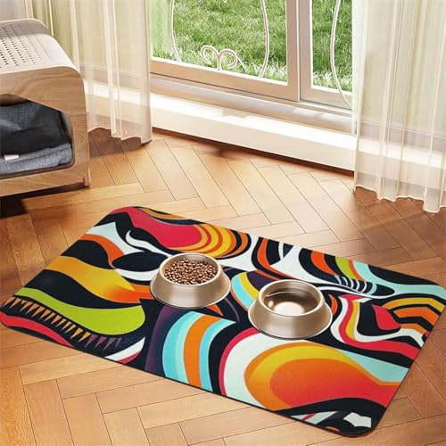 Futtermatte für Hunde und Katzen, mit psychedelischen Mustern, saugfähig, Leder, Tischdecke für Wassernapf, wasserdicht, keine Flecken, schnell trocknend, rutschfest, 45 x 30 cm Futtermatte für Hunde und Katzen, mit psychedelischen Mustern, saugfähig, Leder, Tischdecke für Wassernapf, wasserdicht, keine Flecken, schnell trocknend, rutschfest, 45 x 30 cm von YVNKHKU