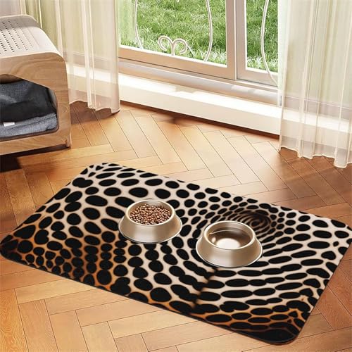 Futtermatte für Hunde und Katzen, saugfähig, Leder, Tischdecke für Wassernapf, wasserdicht, keine Flecken, schnell trocknend, rutschfest, 60 x 40 cm, Schwarz Futtermatte für Hunde und Katzen, saugfähig, Leder, Tischdecke für Wassernapf, wasserdicht, keine Flecken, schnell trocknend, rutschfest, 60 x 40 cm, Schwarz von YVNKHKU