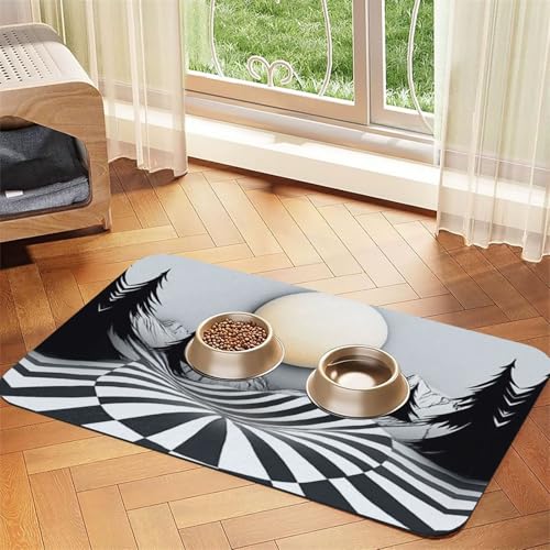 Futtermatte für Hunde und Katzen, saugfähig, Leder, für Wassernapf, wasserdicht, keine Flecken, schnell trocknend, rutschfest, 60 x 40 cm, Grau / Weiß Futtermatte für Hunde und Katzen, saugfähig, Leder, für Wassernapf, wasserdicht, keine Flecken, schnell trocknend, rutschfest, 60 x 40 cm, Grau / Weiß von YVNKHKU