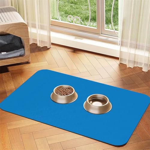 Futtermatte für Hunde und Katzen, saugfähig, Leder, wasserdicht, keine Flecken, schnell trocknend, rutschfest, 45 x 30 cm, Naturblau Futtermatte für Hunde und Katzen, saugfähig, Leder, wasserdicht, keine Flecken, schnell trocknend, rutschfest, 45 x 30 cm, Naturblau von YVNKHKU