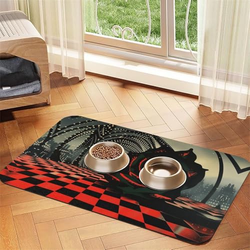 Futtermatte für Hunde und Katzen, saugfähig, Leder, wasserdicht, keine Flecken, schnell trocknend, rutschfest, 45 x 30 cm, Neonrose, Rot Futtermatte für Hunde und Katzen, saugfähig, Leder, wasserdicht, keine Flecken, schnell trocknend, rutschfest, 45 x 30 cm, Neonrose, Rot von YVNKHKU