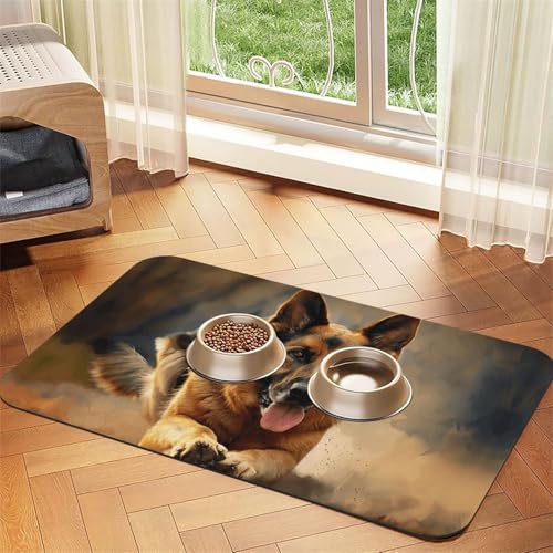 Futtermatte für Hunde und Katzen, saugfähig, Leder, wasserdicht, keine Flecken, schnell trocknend, rutschfest, 45 x 30 cm Futtermatte für Hunde und Katzen, saugfähig, Leder, wasserdicht, keine Flecken, schnell trocknend, rutschfest, 45 x 30 cm von YVNKHKU