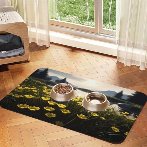 Futtermatte für Hunde und Katzen, saugfähig, Leder, wasserdicht, keine Flecken, schnell trocknend, rutschfest, 60 x 40 cm, Gelb Futtermatte für Hunde und Katzen, saugfähig, Leder, wasserdicht, keine Flecken, schnell trocknend, rutschfest, 60 x 40 cm, Gelb von YVNKHKU