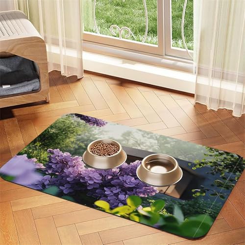 Futtermatte für Hunde und Katzen, saugfähig, Leder, wasserdicht, keine Flecken, schnell trocknend, rutschfest, 60 x 40 cm, Lila / Lila Futtermatte für Hunde und Katzen, saugfähig, Leder, wasserdicht, keine Flecken, schnell trocknend, rutschfest, 60 x 40 cm, Lila / Lila von YVNKHKU