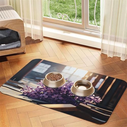 Futtermatte für Hunde und Katzen, saugfähig, Leder, wasserdicht, keine Flecken, schnell trocknend, rutschfest, 60 x 40 cm, Lila Futtermatte für Hunde und Katzen, saugfähig, Leder, wasserdicht, keine Flecken, schnell trocknend, rutschfest, 60 x 40 cm, Lila von YVNKHKU