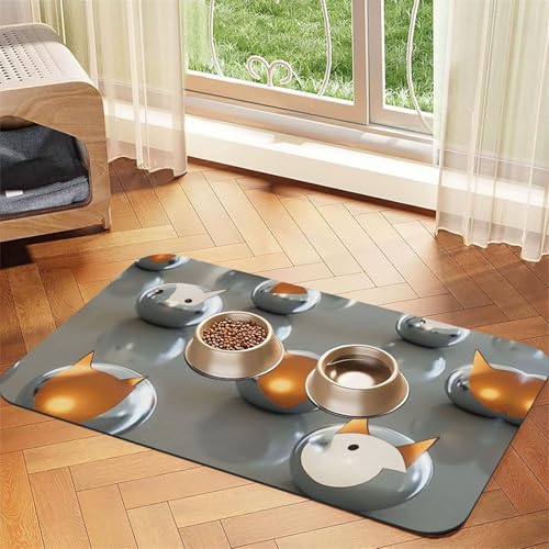 Futtermatte für Hunde und Katzen, saugfähig, Leder, wasserdicht, keine Flecken, schnell trocknend, rutschfest, 60 x 40 cm von YVNKHKU