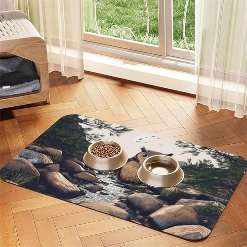 Futtermatte für Hunde und Katzen, saugfähige Leder-Tischdecke für Wassernapf, wasserdicht, keine Flecken, schnell trocknend, rutschfest, 45 x 30 cm Futtermatte für Hunde und Katzen, saugfähige Leder-Tischdecke für Wassernapf, wasserdicht, keine Flecken, schnell trocknend, rutschfest, 45 x 30 cm von YVNKHKU