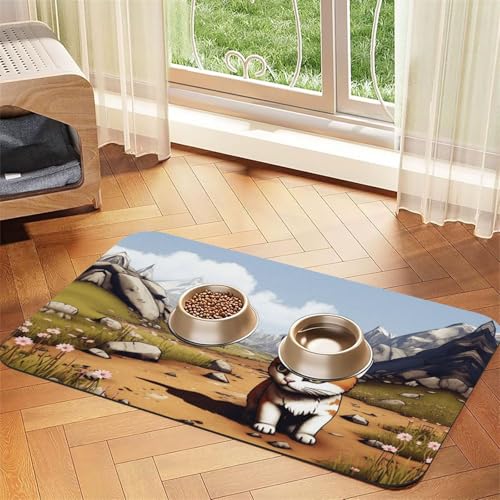 Futtermatte für Hunde und Katzen, saugfähige Leder-Tischdecke für Wassernapf, wasserdicht, keine Flecken, schnell trocknend, rutschfest, 60 x 40 cm Futtermatte für Hunde und Katzen, saugfähige Leder-Tischdecke für Wassernapf, wasserdicht, keine Flecken, schnell trocknend, rutschfest, 60 x 40 cm von YVNKHKU