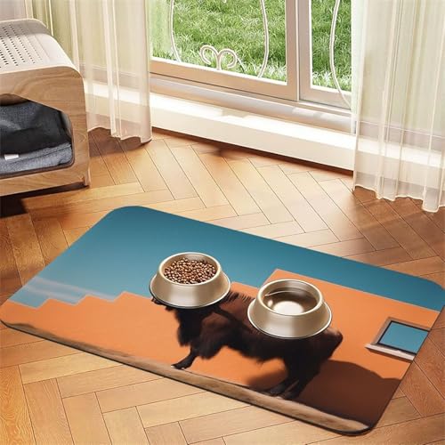 Futtermatte für Hunde und Katzen, saugfähige Leder-Tischdecke für Wassernapf, wasserdicht, keine Flecken, schnell trocknend, rutschfest, 60 x 40 cm Futtermatte für Hunde und Katzen, saugfähige Leder-Tischdecke für Wassernapf, wasserdicht, keine Flecken, schnell trocknend, rutschfest, 60 x 40 cm von YVNKHKU