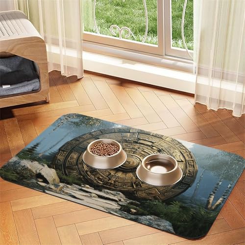 Futtermatte für Hunde und Katzen, saugfähige Leder-Tischdecke für Wassernapf, wasserdicht, keine Flecken, schnell trocknend, rutschfest, 60 x 40 cm Futtermatte für Hunde und Katzen, saugfähige Leder-Tischdecke für Wassernapf, wasserdicht, keine Flecken, schnell trocknend, rutschfest, 60 x 40 cm von YVNKHKU