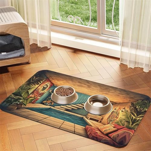 Futtermatte für den Innenbereich, für Hunde und Katzen, saugfähig, Leder, Tischdecke für Wassernapf, wasserdicht, keine Flecken, schnell trocknend, rutschfest, 60 x 40 cm Futtermatte für den Innenbereich, für Hunde und Katzen, saugfähig, Leder, Tischdecke für Wassernapf, wasserdicht, keine Flecken, schnell trocknend, rutschfest, 60 x 40 cm von YVNKHKU