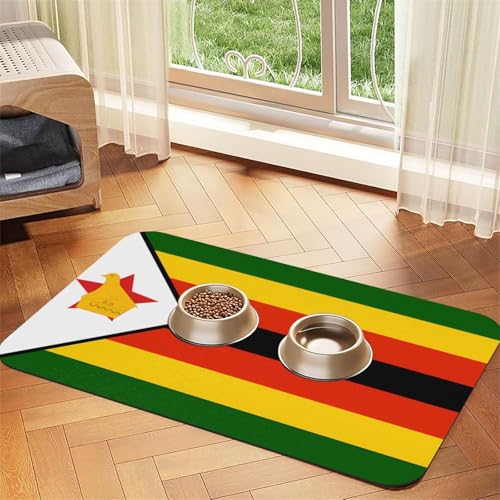 Futternapf, Motiv: Flagge von Simbabwe, für Hunde und Katzen, saugfähig, Leder, Tischdecke für Wassernapf, wasserdicht, keine Flecken, schnell trocknend, rutschfest, 45 x 30 cm Futternapf, Motiv: Flagge von Simbabwe, für Hunde und Katzen, saugfähig, Leder, Tischdecke für Wassernapf, wasserdicht, keine Flecken, schnell trocknend, rutschfest, 45 x 30 cm von YVNKHKU