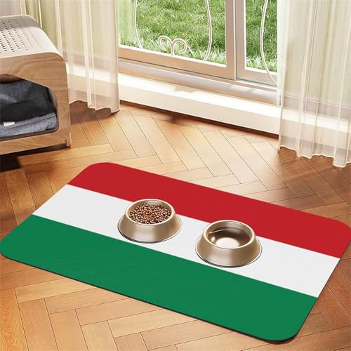 Futternapf, Motiv: Flagge von Ungarn, für Hunde und Katzen, saugfähig, Leder, Tischdecke für Wassernapf, wasserdicht, keine Flecken, schnell trocknend, rutschfest, 60 x 40 cm Futternapf, Motiv: Flagge von Ungarn, für Hunde und Katzen, saugfähig, Leder, Tischdecke für Wassernapf, wasserdicht, keine Flecken, schnell trocknend, rutschfest, 60 x 40 cm von YVNKHKU