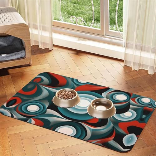 Futurism Futtermatte für Hunde und Katzen, saugfähig, Leder, Tischdecke für Wassernapf, wasserdicht, keine Flecken, schnell trocknend, rutschfest, 45 x 30 cm von YVNKHKU