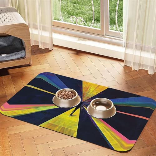 Futuristische Malmatte für Hunde und Katzen, saugfähig, Leder, Tischdecke für Wassernapf, wasserdicht, keine Flecken, schnell trocknend, rutschfest, 60 x 40 cm Futuristische Malmatte für Hunde und Katzen, saugfähig, Leder, Tischdecke für Wassernapf, wasserdicht, keine Flecken, schnell trocknend, rutschfest, 60 x 40 cm von YVNKHKU