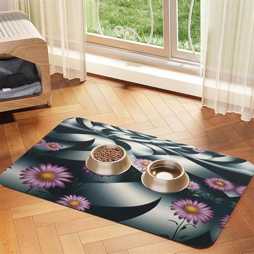 Glatte Kurven, rotierende Blumen, Haustier-Futtermatte für Hunde und Katzen, saugfähig, Leder, Tischdecke für Wassernapf, wasserdicht, keine Flecken, schnell trocknend, rutschfest, 45 x 30 cm Glatte Kurven, rotierende Blumen, Haustier-Futtermatte für Hunde und Katzen, saugfähig, Leder, Tischdecke für Wassernapf, wasserdicht, keine Flecken, schnell trocknend, rutschfest, 45 x 30 cm von YVNKHKU