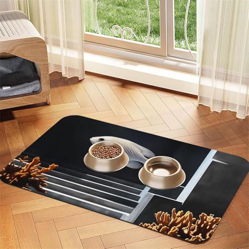 Hängende Futtermatte für Hunde und Katzen, saugfähig, Leder, Tischdecke für Wassernapf, wasserdicht, keine Flecken, schnell trocknend, rutschfest, 60 x 40 cm Hängende Futtermatte für Hunde und Katzen, saugfähig, Leder, Tischdecke für Wassernapf, wasserdicht, keine Flecken, schnell trocknend, rutschfest, 60 x 40 cm von YVNKHKU