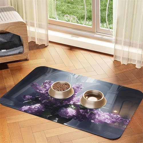 Haustier-Futtermatte für Hunde und Katzen, saugfähige Leder-Tischdecke für Wassernapf, wasserdicht, keine Flecken, schnell trocknend, rutschfest, 45 x 30 cm, Violett Haustier-Futtermatte für Hunde und Katzen, saugfähige Leder-Tischdecke für Wassernapf, wasserdicht, keine Flecken, schnell trocknend, rutschfest, 45 x 30 cm, Violett von YVNKHKU
