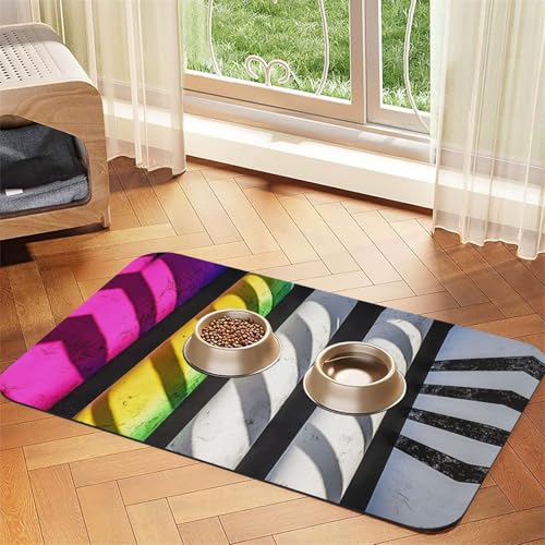 Haustier-Futtermatte mit Regenbogen-Ätz-Beleuchtung, für Hunde und Katzen, saugfähig, Leder, Tischdecke für Wassernapf, wasserdicht, keine Flecken, schnell trocknend, rutschfest, 60 x 40 cm Haustier-Futtermatte mit Regenbogen-Ätz-Beleuchtung, für Hunde und Katzen, saugfähig, Leder, Tischdecke für Wassernapf, wasserdicht, keine Flecken, schnell trocknend, rutschfest, 60 x 40 cm von YVNKHKU