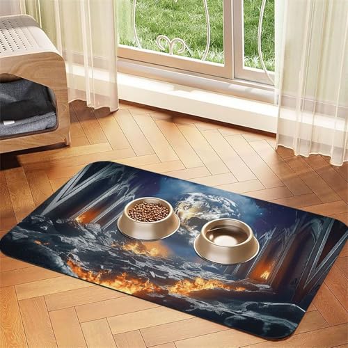 Hell and Heaven Futtermatte für Hunde und Katzen, saugfähig, Leder, Tischdecke für Wassernapf, wasserdicht, keine Flecken, schnell trocknend, rutschfest, 45 x 30 cm Hell and Heaven Futtermatte für Hunde und Katzen, saugfähig, Leder, Tischdecke für Wassernapf, wasserdicht, keine Flecken, schnell trocknend, rutschfest, 45 x 30 cm von YVNKHKU