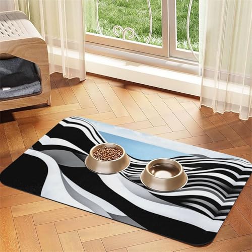 Hills and Oceans Futtermatte für Hunde und Katzen, saugfähig, Leder, Tischdecke für Wassernapf, wasserdicht, keine Flecken, schnell trocknend, rutschfest, 45 x 30 cm von YVNKHKU