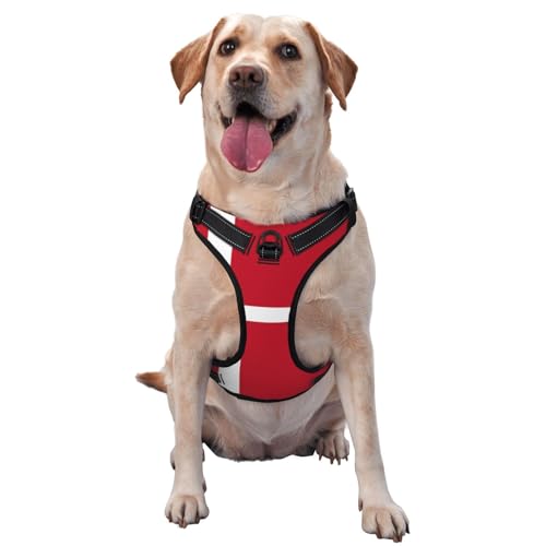 Hochwertiges Hundegeschirr mit dänischer Flagge für kleine, mittelgroße und große Hunde, langlebig, kein Ziehen, mit reflektierenden Riemen und Schnellverschluss-Schnallen, Größe XL Hochwertiges Hundegeschirr mit dänischer Flagge für kleine, mittelgroße und große Hunde, langlebig, kein Ziehen, mit reflektierenden Riemen und Schnellverschluss-Schnallen, Größe XL von YVNKHKU