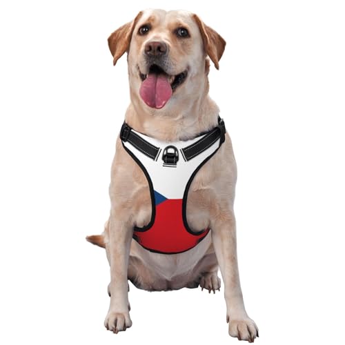 Hochwertiges Hundegeschirr mit tschechischer Flagge für kleine, mittelgroße und große Hunde, langlebig, kein Ziehen, mit reflektierenden Riemen und Schnellverschluss-Schnallen, Größe M Hochwertiges Hundegeschirr mit tschechischer Flagge für kleine, mittelgroße und große Hunde, langlebig, kein Ziehen, mit reflektierenden Riemen und Schnellverschluss-Schnallen, Größe M von YVNKHKU