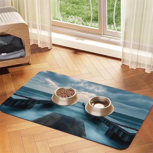Horizon Haustier-Futtermatte für Hunde und Katzen, saugfähig, Leder, Tischdecke für Wassernapf, wasserdicht, keine Flecken, schnell trocknend, rutschfest, 60 x 40 cm, Türkis Horizon Haustier-Futtermatte für Hunde und Katzen, saugfähig, Leder, Tischdecke für Wassernapf, wasserdicht, keine Flecken, schnell trocknend, rutschfest, 60 x 40 cm, Türkis von YVNKHKU