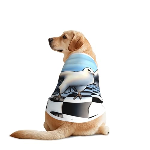 Hunde-Shirt, Vogel mit surrealistischem Schachbrett-Hintergrund, atmungsaktiv, kühlend für große Hunde, Sonnenschutz, Komfort, für Golden Retriever, Husky, Alaska, Outdoor-Aktivitäten, Größe 5XL von YVNKHKU