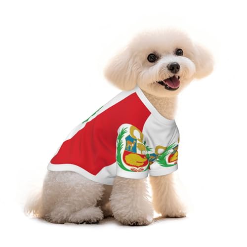 Hunde-T-Shirt, Motiv: Flagge von Peru, für Welpen, Weste, Haustier und elastisches Tank-Top, Kleidung, Hunde und Katzen, niedlich, atmungsaktiv, weich, Größe S Hunde-T-Shirt, Motiv: Flagge von Peru, für Welpen, Weste, Haustier und elastisches Tank-Top, Kleidung, Hunde und Katzen, niedlich, atmungsaktiv, weich, Größe S von YVNKHKU