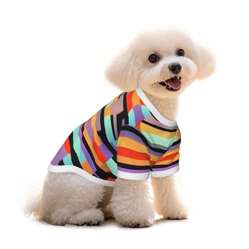 Hunde-T-Shirt, gestreift, für Welpen, Weste, elastisches Tanktop, Kleidung, für Hunde und Katzen, niedlich, atmungsaktiv, weich, Größe S, Orange von YVNKHKU