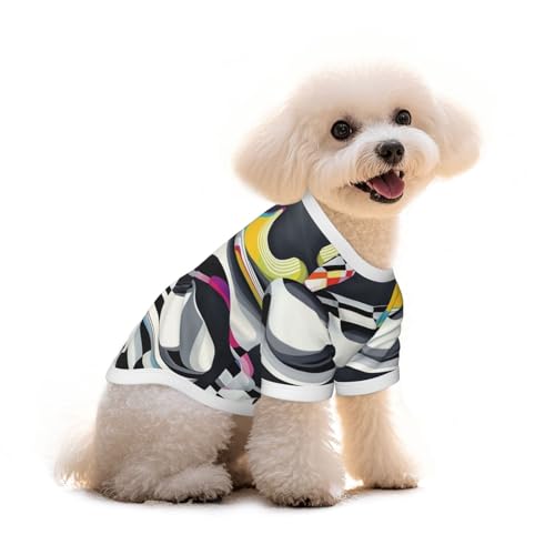 Hunde-T-Shirt mit Rotations- und Kurvenmotiv, elastisch, niedlich, atmungsaktiv, weich, Größe L von YVNKHKU