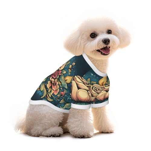 Hunde-T-Shirt mit wunderschönem Blumenmuster, für Welpen, Haustiere, elastisches Tank-Top, Kleidung, für Hunde und Katzen, niedlich, atmungsaktiv, weich, Größe S von YVNKHKU